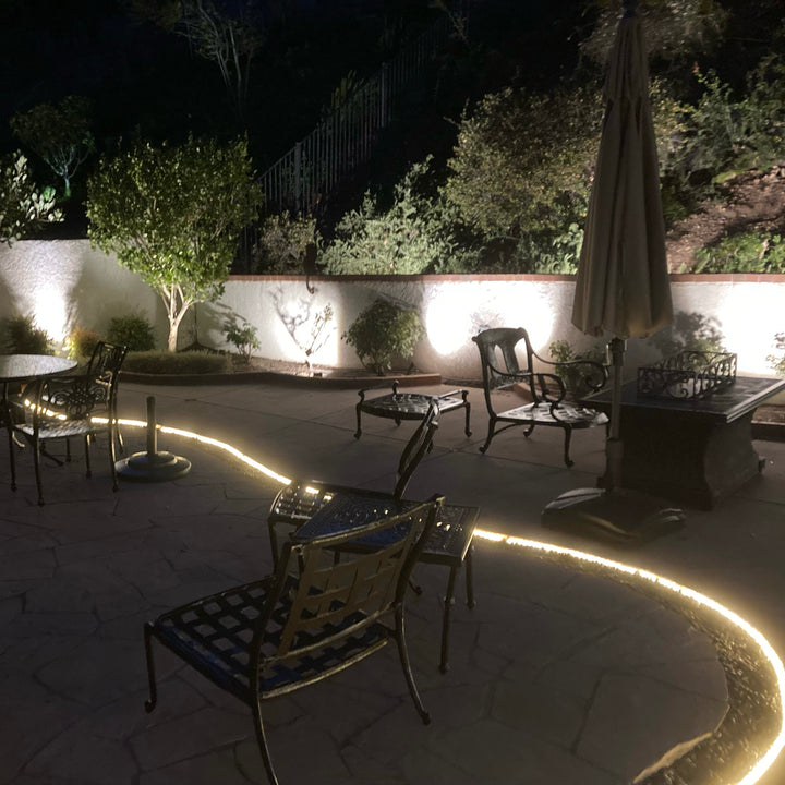 Luces de cuerda LED de bajo voltaje RL100 para exteriores IP65 3000K, 5000K, multicolor RGB, rosa, púrpura, rojo, amarillo, azul, verde 