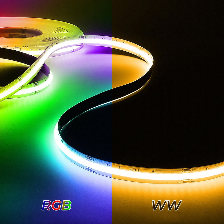 SLD01 Dotless Linear LED RGBW Color Changing 4.8W/ft COB Strip Lights IP20 Low Voltage 12mm DC24V Tape Light
