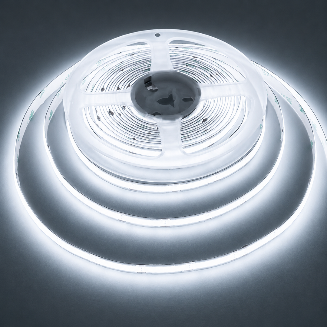 Outdoor Landscape Lighting LED 12V Low Voltage SLD12 DC12V 16ft IP20 320LED/M Dotless Single Color Linear 3.1W/ft for 8mm LED Strip Lights Low Voltage FCOB Tape Light 6500K Cool White