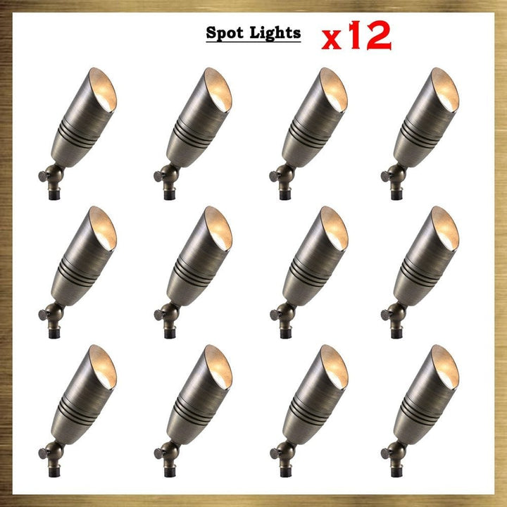 SPB06 Natural Brass Packages x12, x24, x36 Low Voltage LED Landscape Spotlight - Sun Bright Lighting