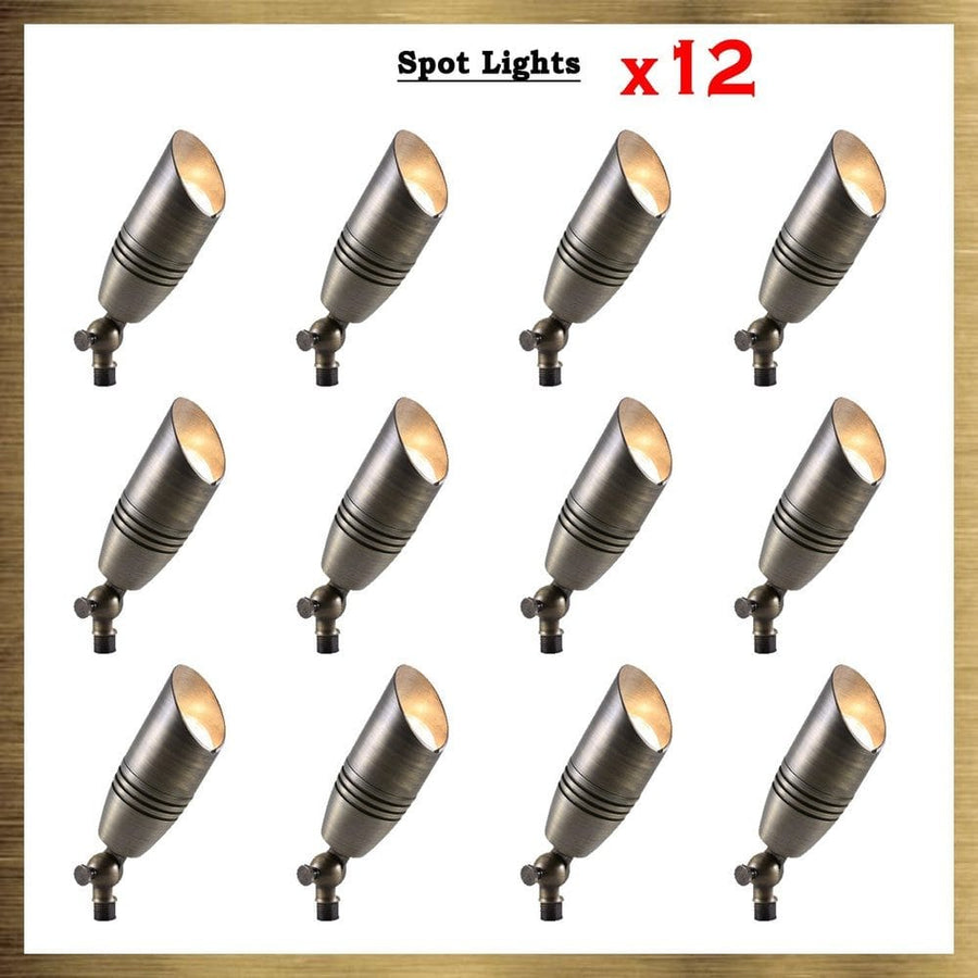 SPB06 Natural Brass Packages x12, x24, x36 Low Voltage LED Landscape Spotlight - Sun Bright Lighting