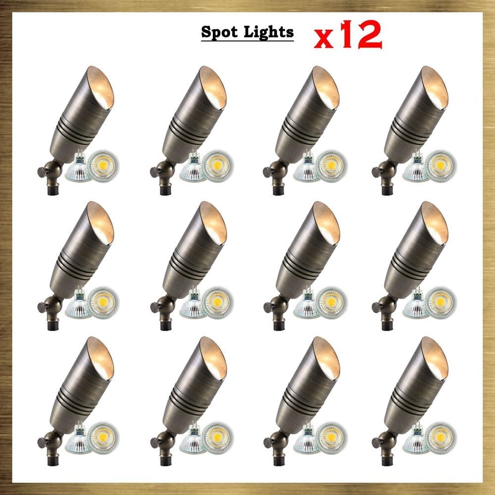 SPB06 Natural Brass Packages x12, x24, x36 Low Voltage LED Landscape Spotlight - Sun Bright Lighting