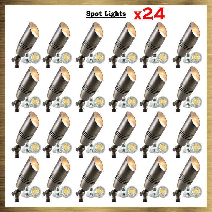 SPB06 Natural Brass Packages x12, x24, x36 Low Voltage LED Landscape Spotlight - Sun Bright Lighting