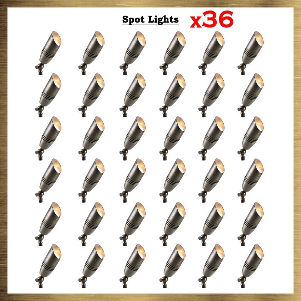 SPB06 Natural Brass Packages x12, x24, x36 Low Voltage LED Landscape Spotlight - Sun Bright Lighting