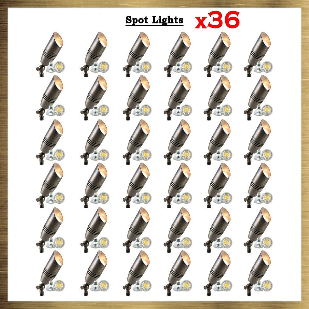 SPB06 Natural Brass Packages x12, x24, x36 Low Voltage LED Landscape Spotlight - Sun Bright Lighting