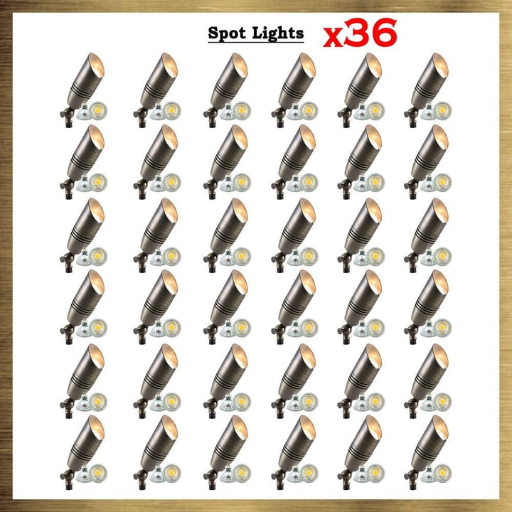 SPB06 Natural Brass Packages x12, x24, x36 Low Voltage LED Landscape Spotlight - Sun Bright Lighting