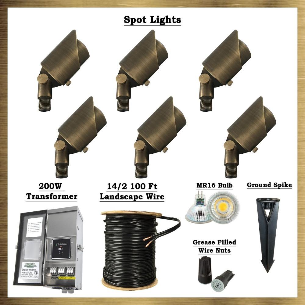 Brass LED Spot Light Kit: (6) Brass Spotlights, All Necessary Components.