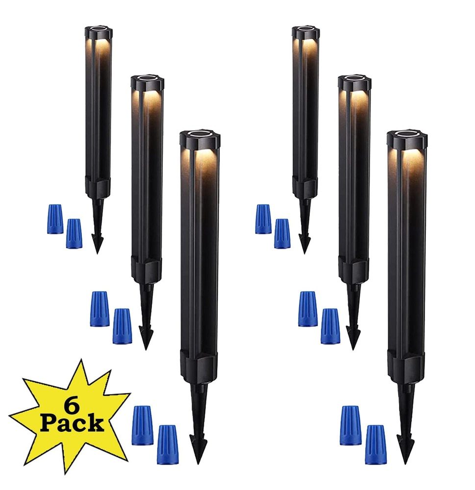 ALP14 6-Pack 4W LED 12V Low Voltage Pathway Lighting Package, AC/DC Landscape Driveway Lights - Sun Bright Lighting