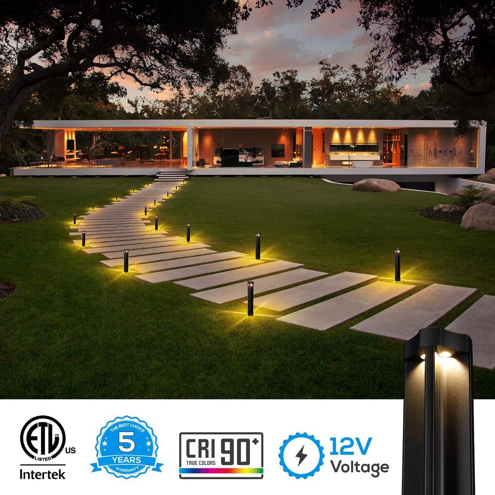 ALP14 12-Pack 4W LED 12V Low Voltage Pathway Lighting Package, AC/DC Landscape Driveway Lights - Sun Bright Lighting