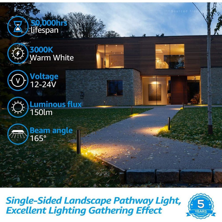 ALP16 12-Pack 5W LED Landscape Pathway Light Package, 12V Low Voltage Side Lit Path Lights - Sun Bright Lighting