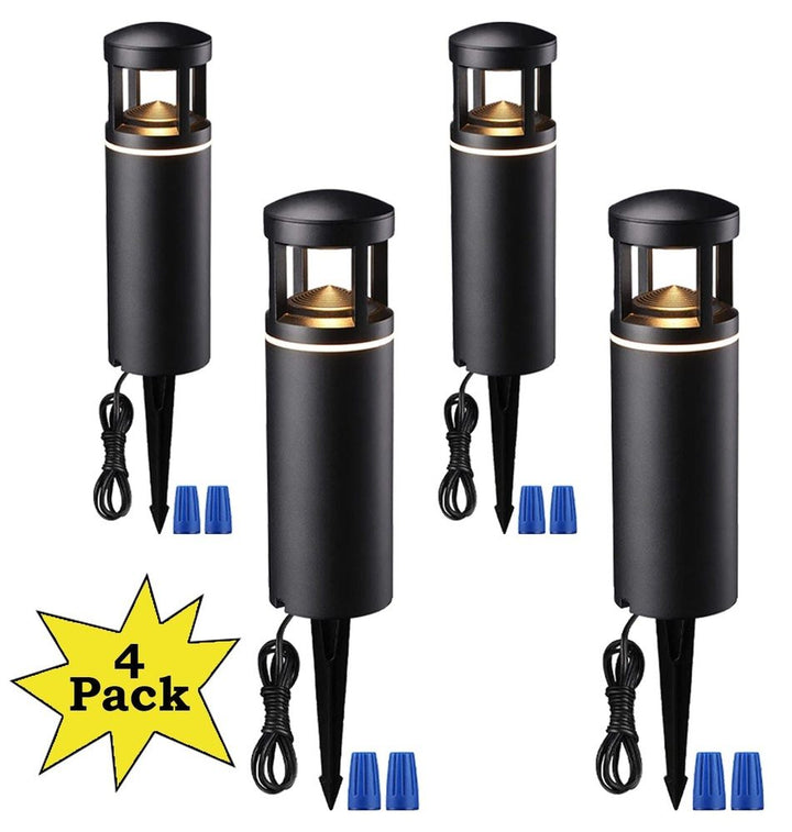 ALP59 4-Pack LED Low Voltage Pathway Lights, Outdoor Landscape Lighting, Aluminum Housing, 5W 12V AC/DC Path Lights for Driveway, Garden, Lawn, IP65 Waterproof, 3000K Warm White - Sun Bright Lighting