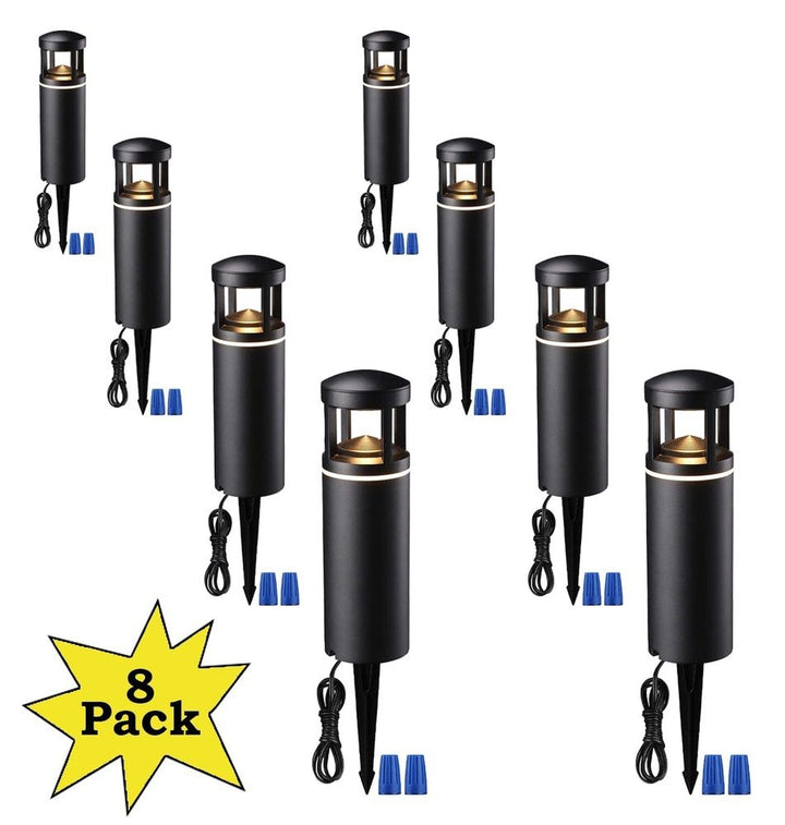 ALP59 8-Pack LED Low Voltage Pathway Lights, Outdoor Landscape Lighting, Aluminum Housing, 5W 12V AC/DC Path Lights for Driveway, Garden, Lawn, IP65 Waterproof, 3000K Warm White - Sun Bright Lighting