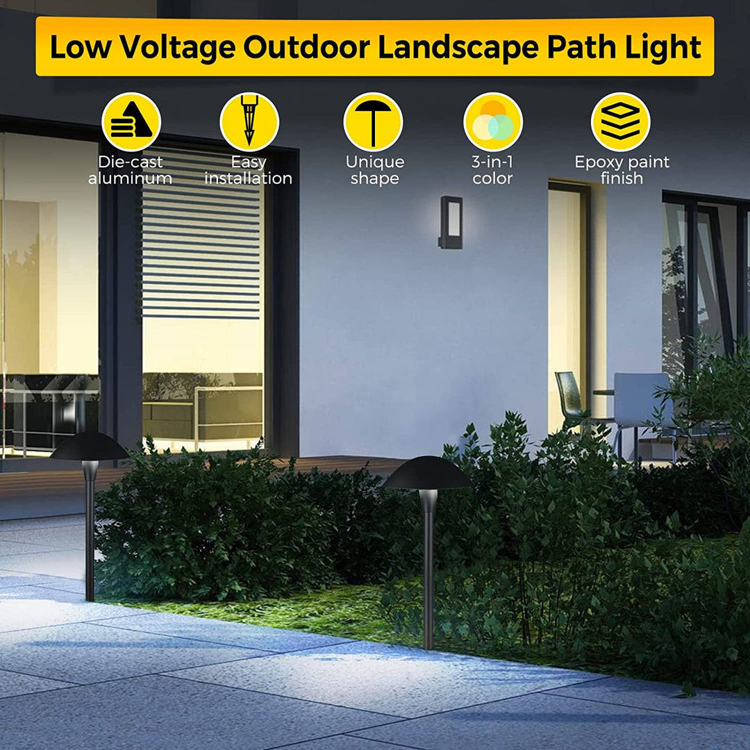 ALPCC06 12-Pack 5W 3CCT LED Landscape Pathway Light Package, 12V Low Voltage Modern Path Lights
