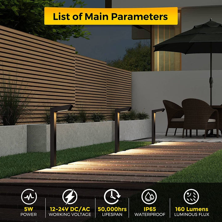 ALPCC07 6-Pack 5W 5CCT LED Landscape Pathway Light Package, 12V Low Voltage Modern Path Lights