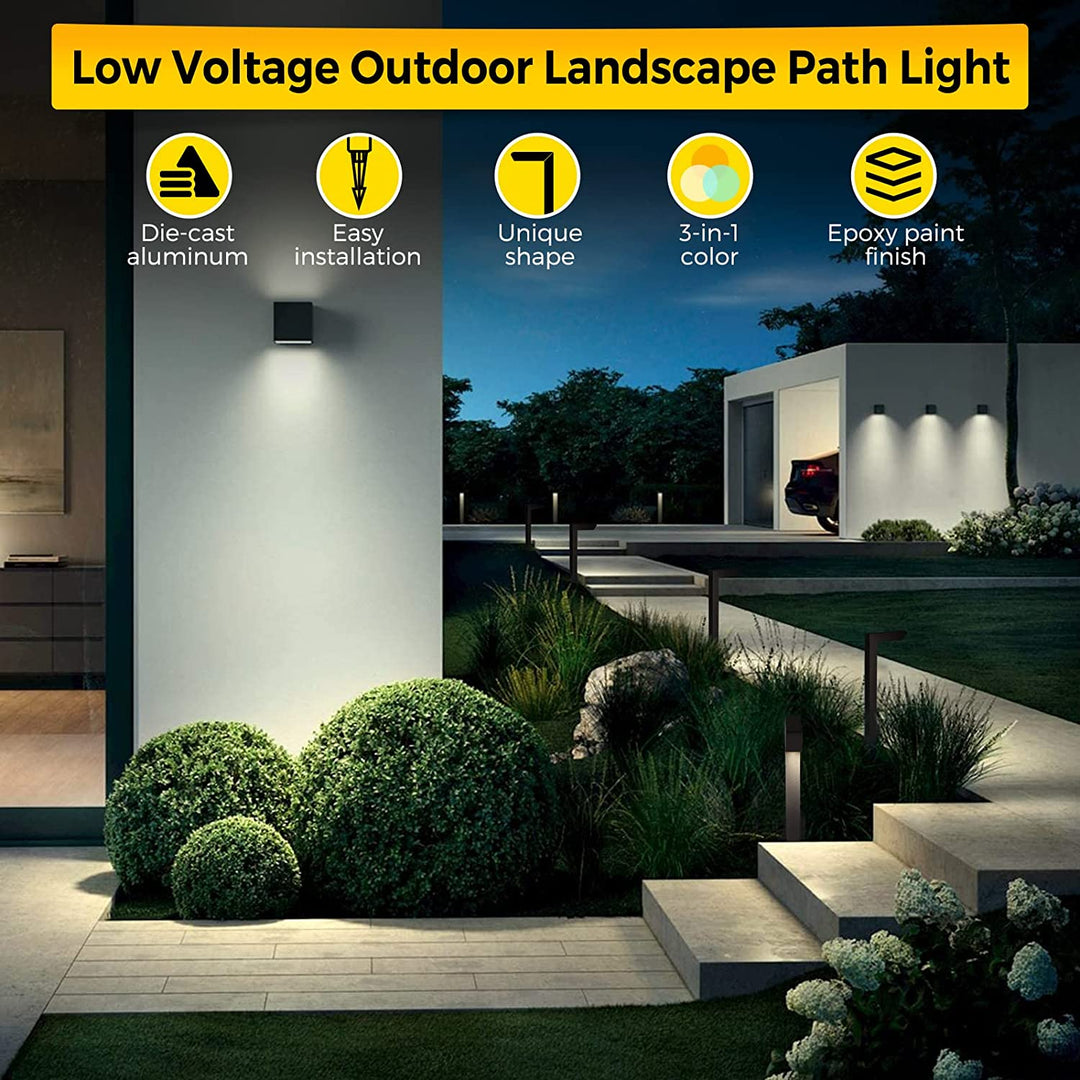 ALPCC07 6-Pack 5W 3CCT LED Landscape Pathway Light Package, 12V Low Voltage Modern Path Lights