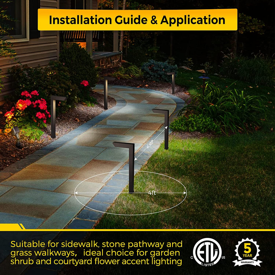 ALPCC07 6-Pack 5W 5CCT LED Landscape Pathway Light Package, 12V Low Voltage Modern Path Lights