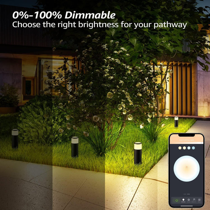 ALPR09 4-Pack RGBW Bluetooth Smart LED Landscape Pathway Lights Package, 4.5W Low Voltage 12V Bollard Outdoor Landscape Lighting