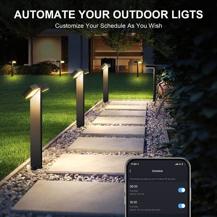 ALPR12 4-Pack RGB LED Landscape Pathway Lights Package, 8W Low Voltage 12V Bollard Outdoor Landscape Lighting - Sun Bright Lighting
