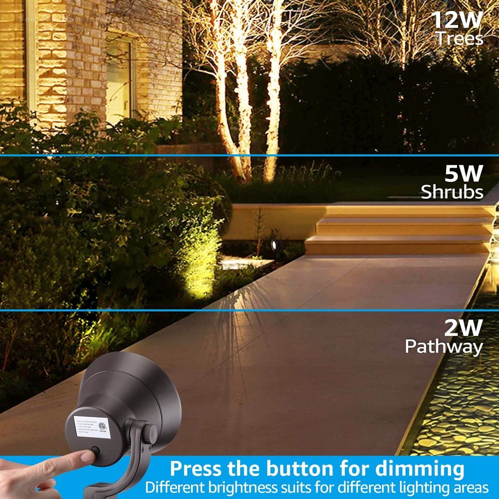 ALS03 4-Pack LED Landscape Spot Lights Package, Adjustable 2W-12W Low Voltage 12V Directional Outdoor Landscape Lighting - Sun Bright Lighting