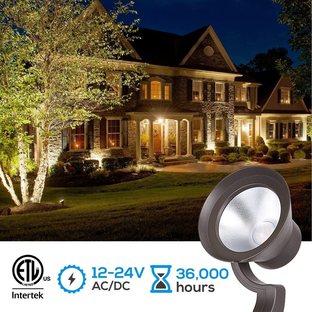 ALS03 4-Pack LED Landscape Spot Lights Package, Adjustable 2W-12W Low Voltage 12V Directional Outdoor Landscape Lighting - Sun Bright Lighting