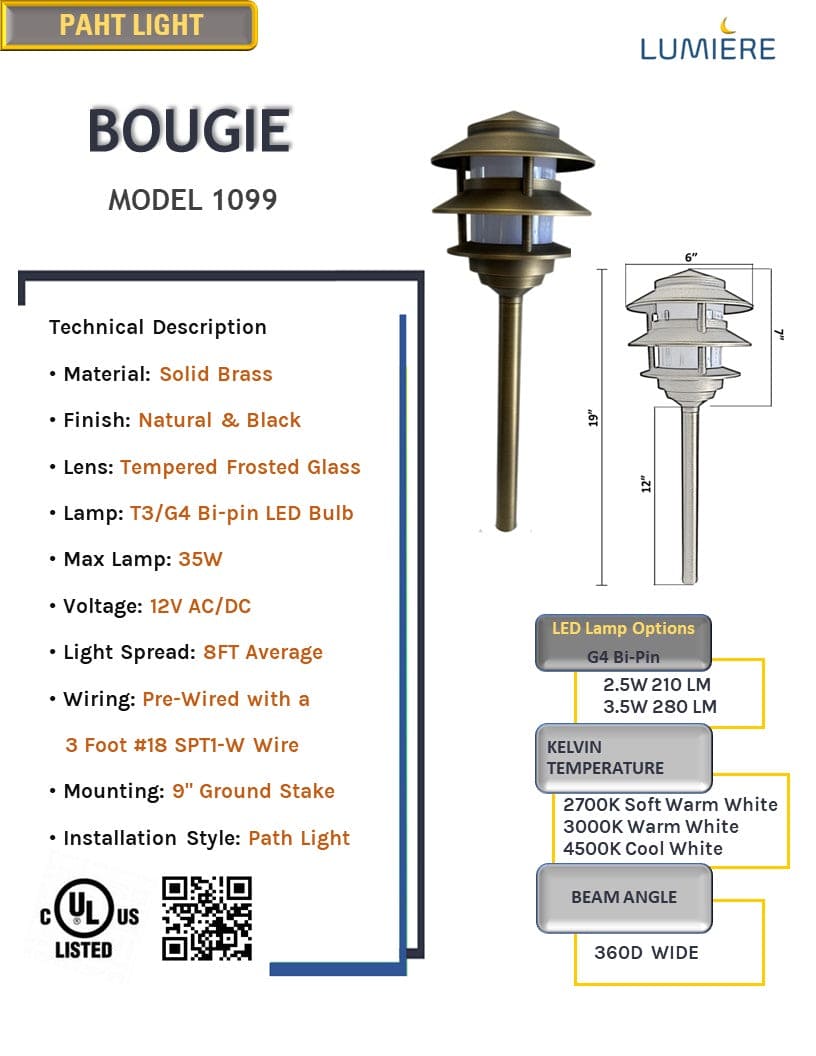 Bougie Solid Cast Brass Pagoda Path & Area Light Antique Bronze Low Voltage Outdoor Lighting