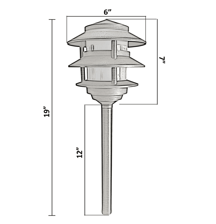 Bougie Solid Cast Brass Pagoda Path & Area Light Antique Bronze Low Voltage Outdoor Lighting