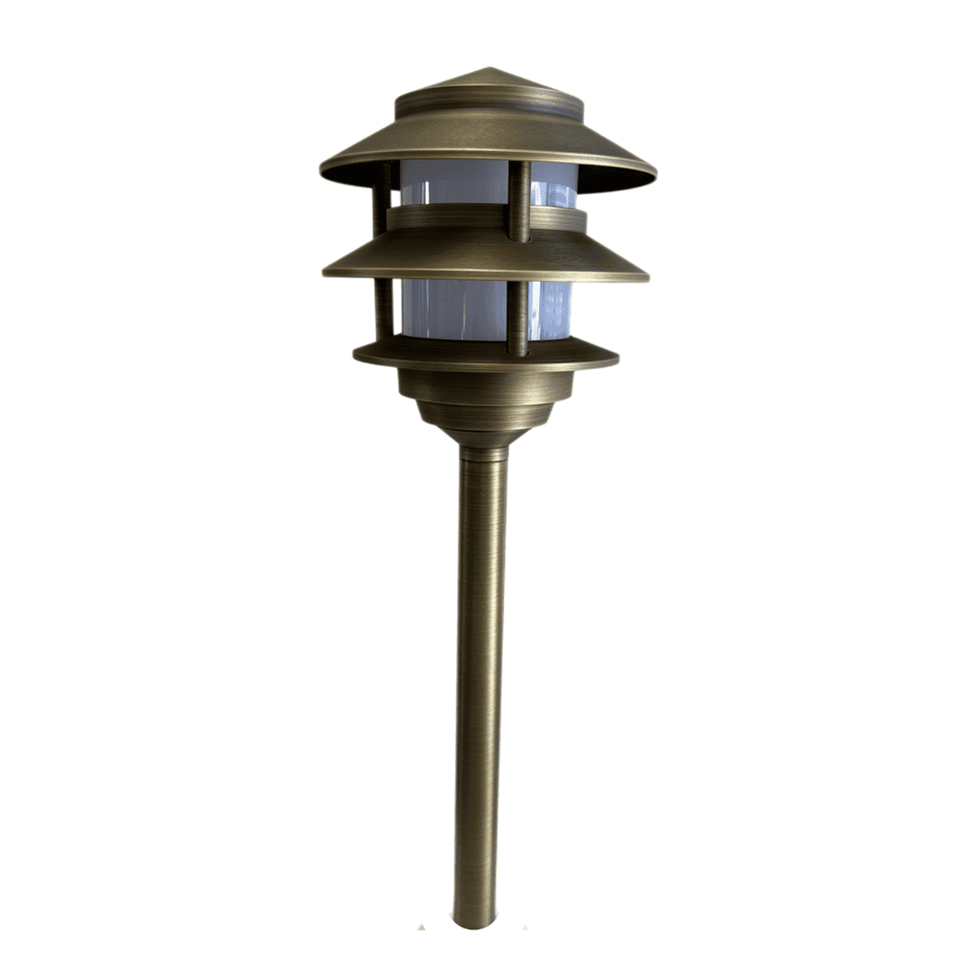 Bougie Solid Cast Brass Pagoda Path & Area Light Antique Bronze Low Voltage Outdoor Lighting