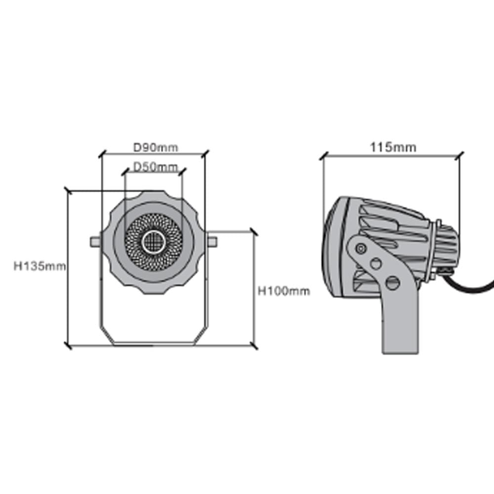 CD12 12W LED Ground Spotlight Directional Narrow Beam Angle Lighting.