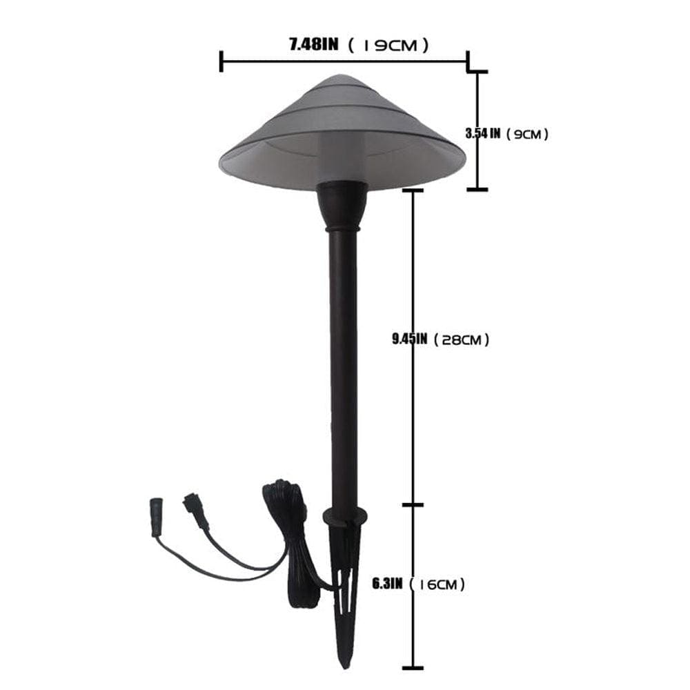 CD65 3W 12V Mushroom LED Path Light Beaded Swivel Hat Landscape Fixture.
