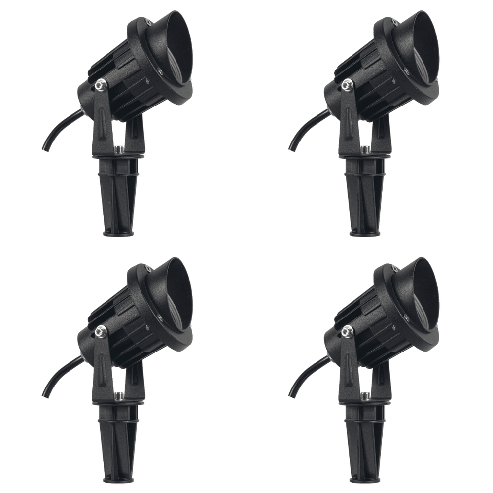 Outdoor Landscape Lighting LED 12V Low Voltage CD75 4x/8x/12x Package 7W 12V Low Voltage LED Directional Outdoor Landscape Aluminum Spotlight Narrow Beam 3000K Black 4 Pack
