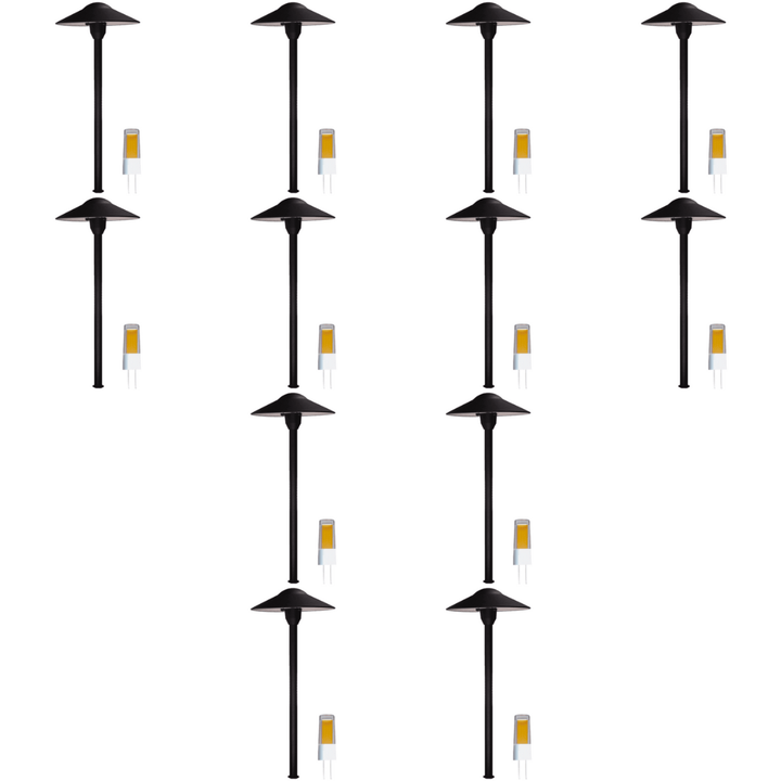 DL03 4x/8x/12x Package 12V AC/DC Aluminum Low Voltage Landscape Lighting Mushroom Path Light 3W 3000K Bulb