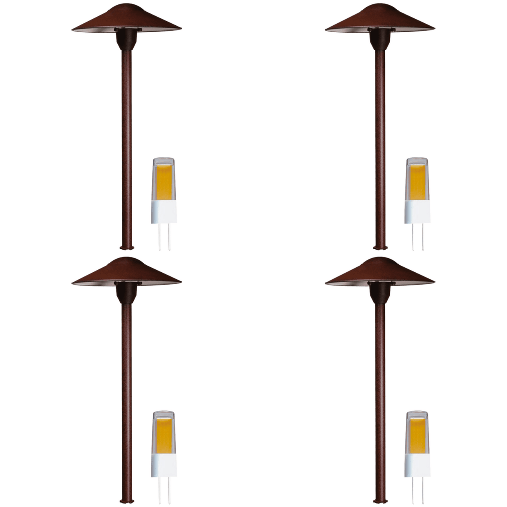 Outdoor Landscape Lighting LED 12V Low Voltage DL03 4x/8x/12x Package 12V AC/DC Aluminum Low Voltage Landscape Lighting Mushroom Path Light 3W 3000K Bulb Brown 4 Pack
