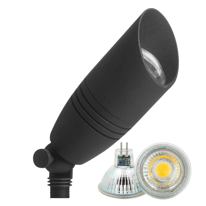 DL05 4x/8x/12x Package Low Voltage LED Smooth Bullet Directional Outdoor Spotlight DL02 with 5W 3000K Bulb