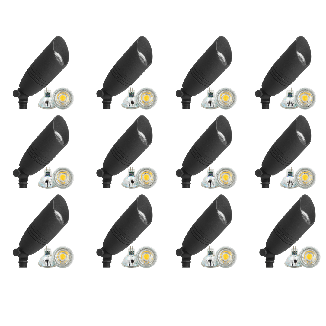 DL05 4x/8x/12x Package Low Voltage LED Smooth Bullet Directional Outdoor Spotlight DL02 with 5W 3000K Bulb