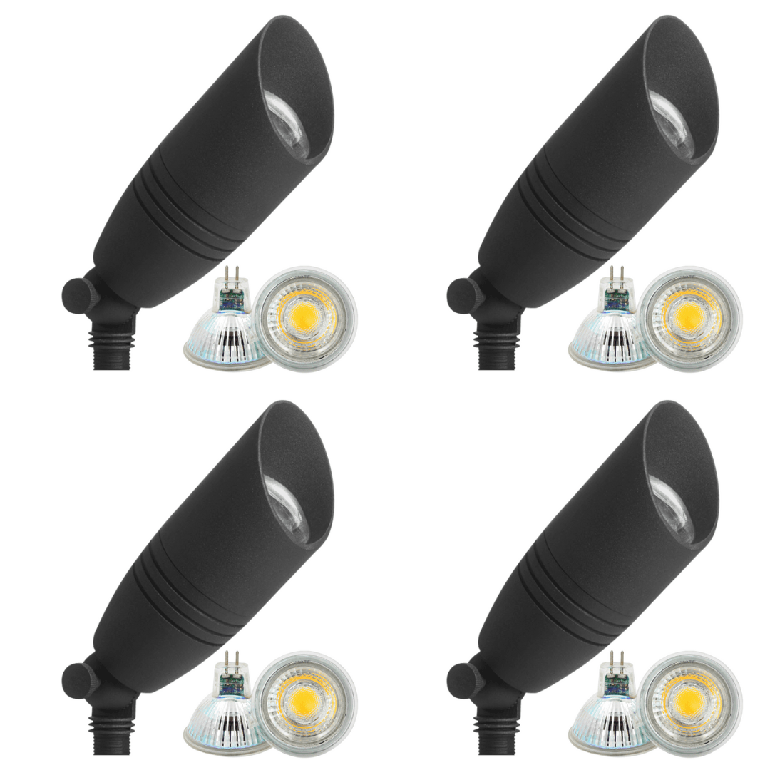 DL05 4x/8x/12x Package Low Voltage LED Smooth Bullet Directional Outdoor Spotlight DL02 with 5W 3000K Bulb