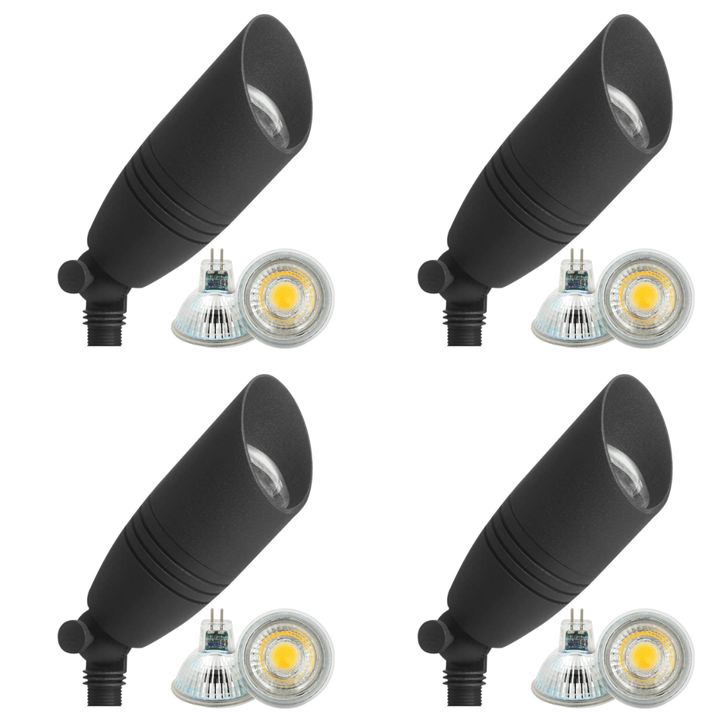 DL05 4x/8x/12x Package Low Voltage LED Smooth Bullet Directional Outdoor Spotlight DL02 with 5W 3000K Bulb