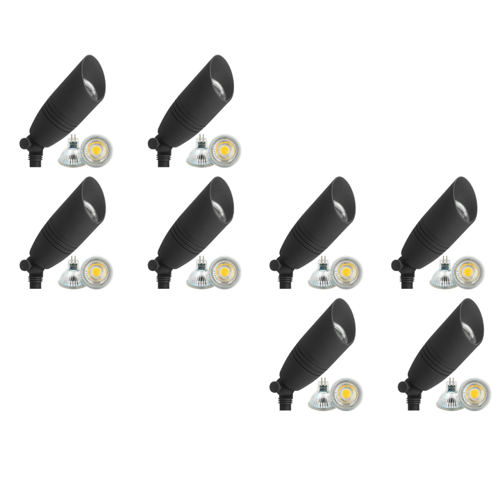 DL05 4x/8x/12x Package Low Voltage LED Smooth Bullet Directional Outdoor Spotlight DL02 with 5W 3000K Bulb