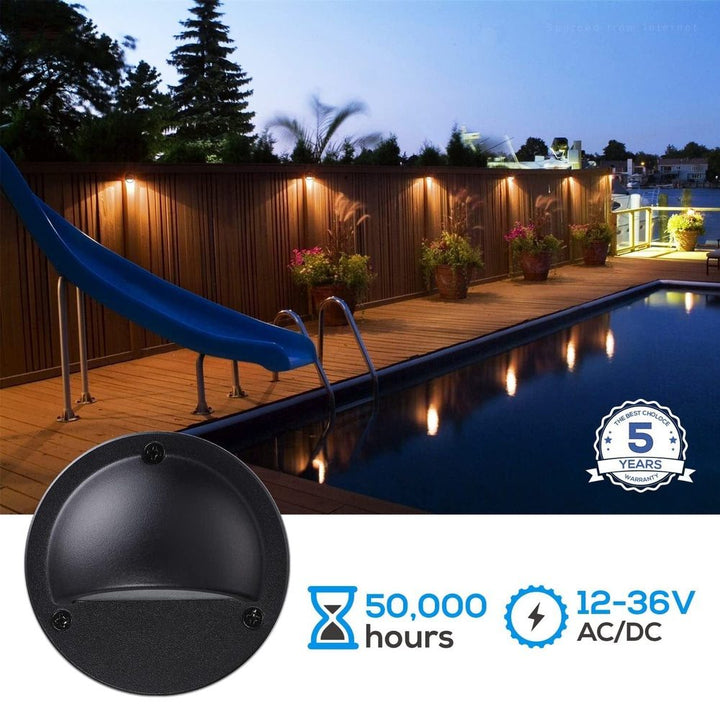 DLA03 12-Pack Black 2.5W 3CCT Low Voltage LED Outdoor Half Moon Deck Lights Package, 12V LED Step Fence Landscape Lights