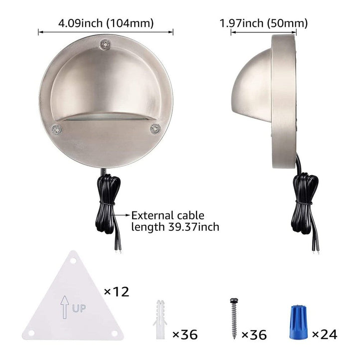 DLA01 12-Pack Satin Nickel 2.5W Low Voltage LED Outdoor Half Moon Deck Lights Package, 12V LED Step Fence Landscape Lights