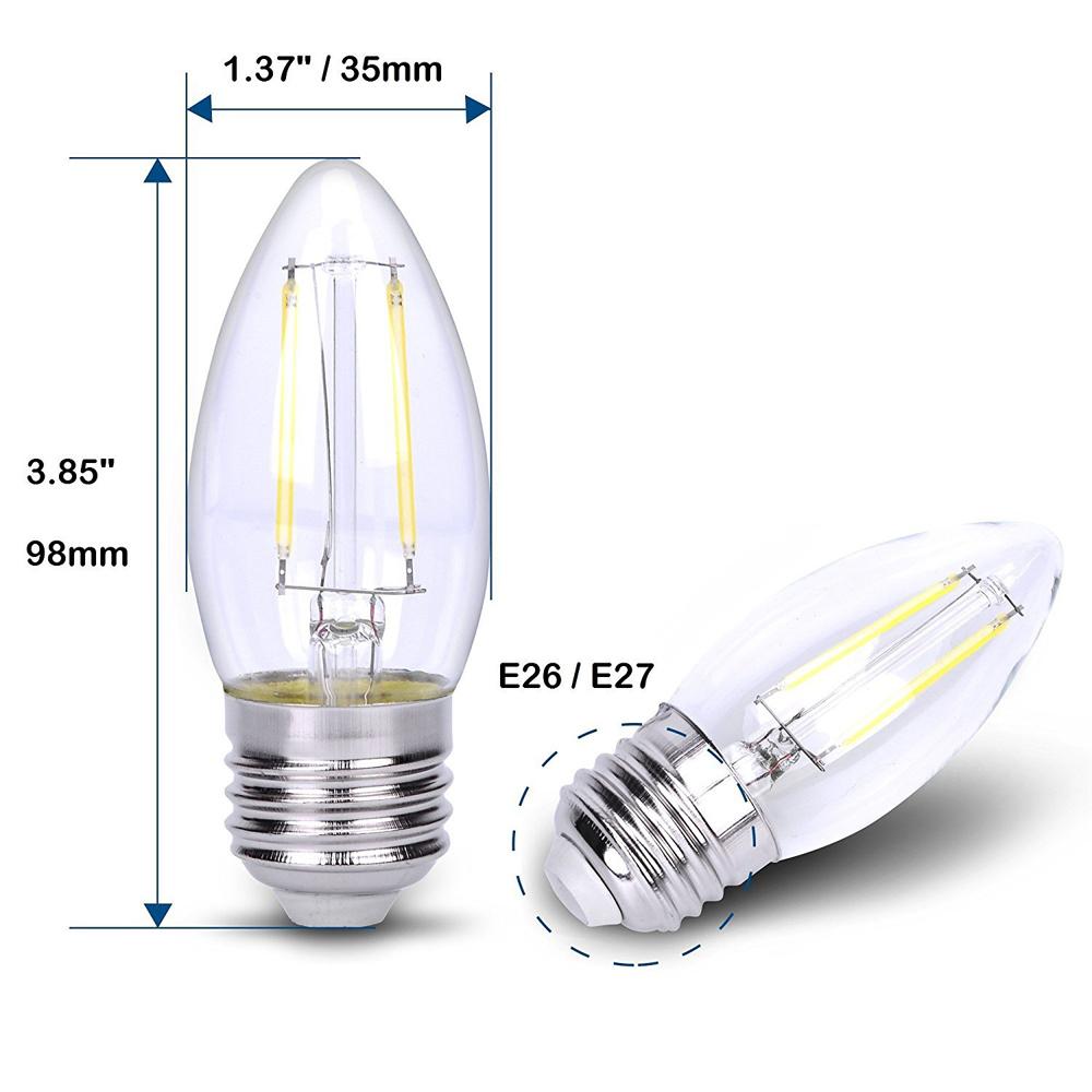 E26 4W LED Filament Edison Bulbs Dimmable Energy Saving Waterproof Light.