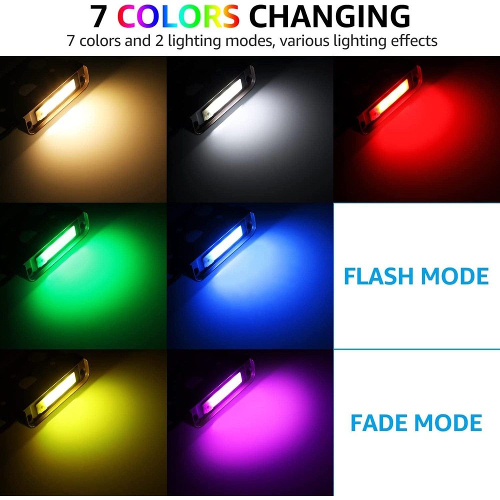 ELA07 8-Pack 7 Inch 3W RGB LED Retaining Wall Lights, Hardscape Color Changing 12V Low Voltage Landscape Lights - Sun Bright Lighting