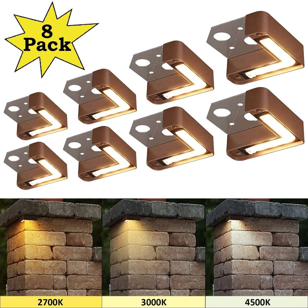 8-Pack of ELC02 Corner Retaining Wall Lights | 3CCT Hardscape Lights
