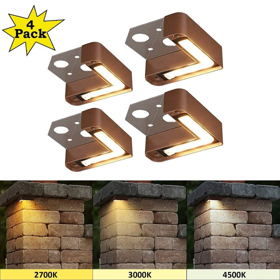 ELC02 4-Pack 3W LED Hardscape Lighting Right Angle 3CCT Retaining Wall Lights, 12V Low Voltage Landscape Lights