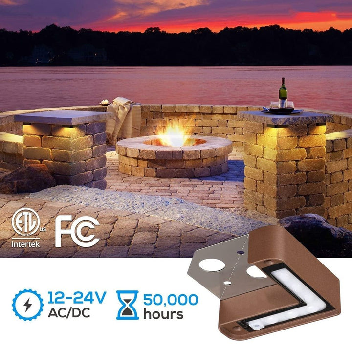 ELC02 8-Pack 3W LED Hardscape Lighting Right Angle 3CCT Retaining Wall Lights, 12V Low Voltage Landscape Lights