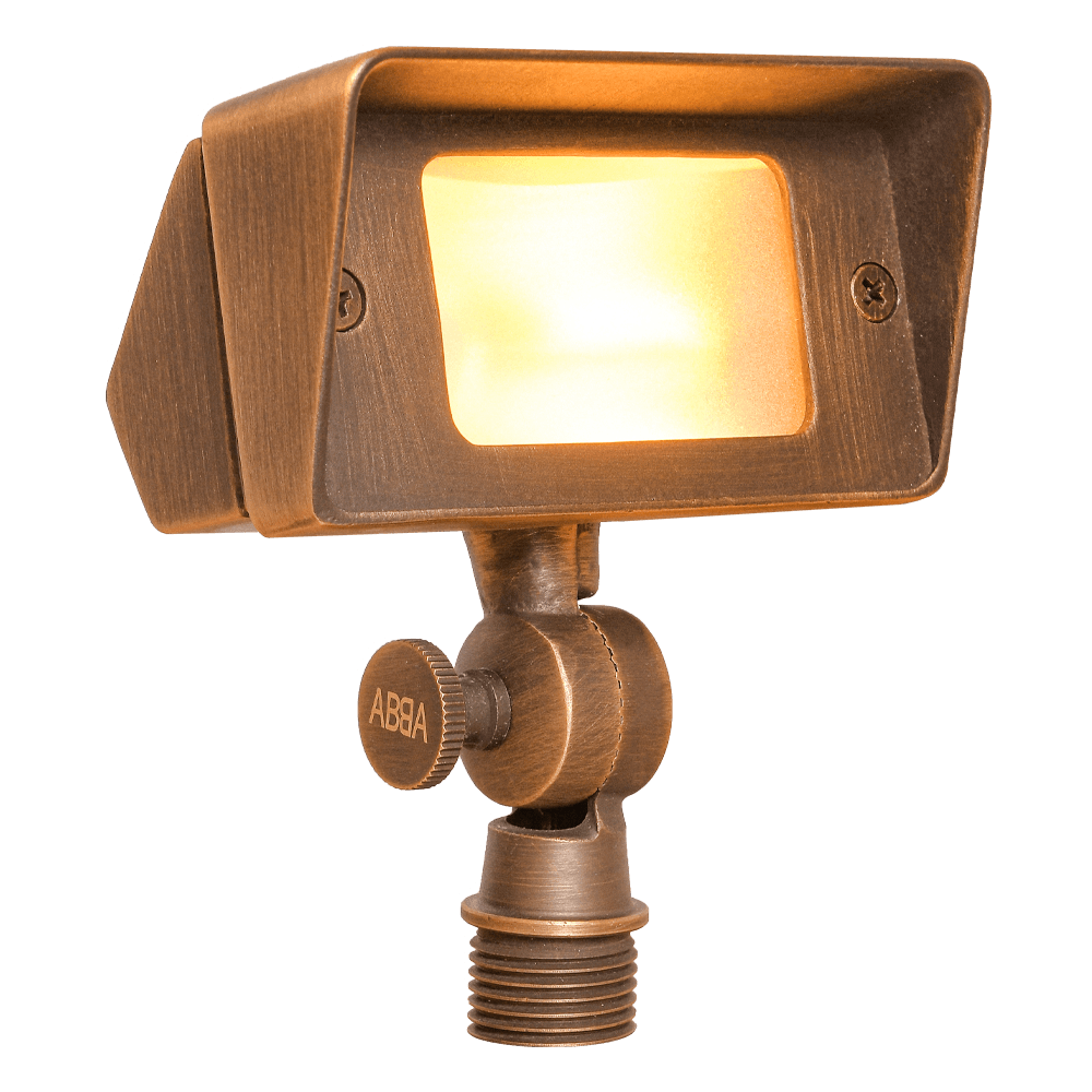 FPB01 Brass Rectangular LED Directional Flood Light Adjustable Lighting - Kings Outdoor Lighting