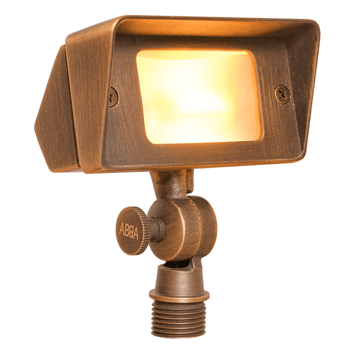 FPB01 Brass Rectangular LED Directional Flood Light Adjustable Lighting - Kings Outdoor Lighting