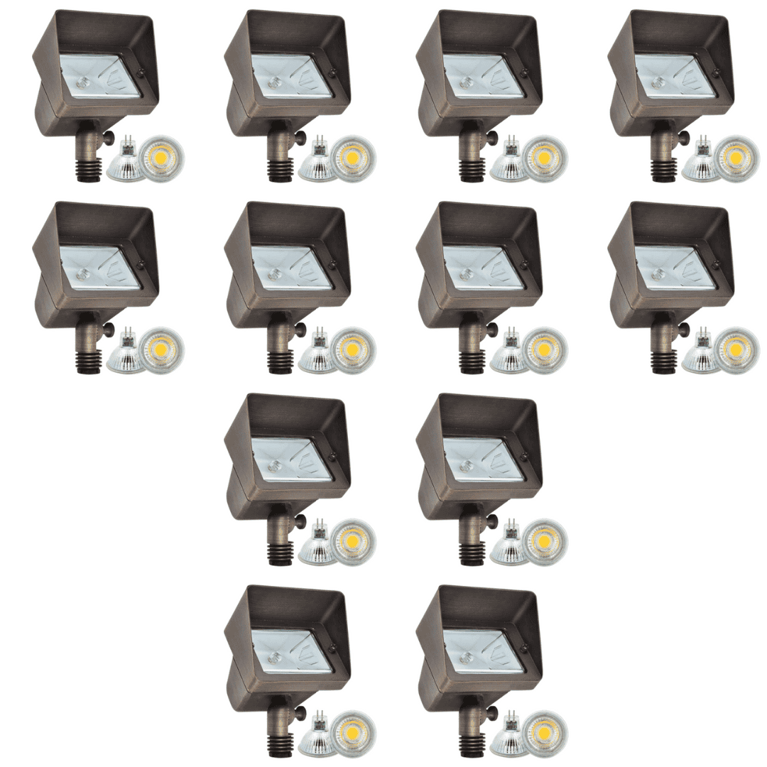 FPB05 4x/8x/12x Package Cast Brass Rectangular LED Directional Flood Light Adjustable Landscape Lighting 5W 3000K Bulb