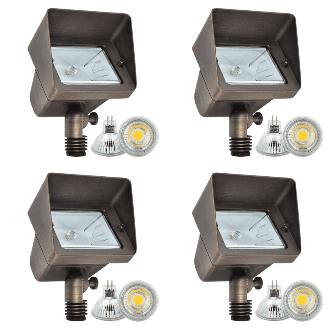 FPB05 4x/8x/12x Package Cast Brass Rectangular LED Directional Flood Light Adjustable Landscape Lighting 5W 3000K Bulb