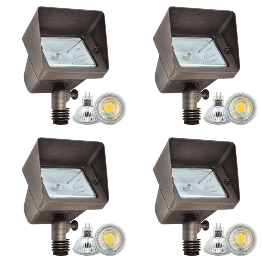 Low Voltage Landscape Wall Wash Lighting | Mini Rectangular | Brass Outdoor Flood Lights COF502B 6-Pack Without Bulbs