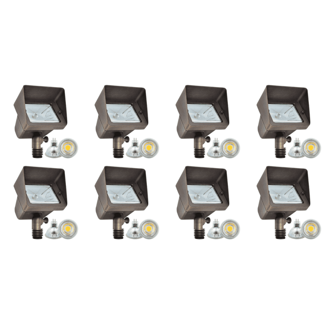 FPB05 4x/8x/12x Package Cast Brass Rectangular LED Directional Flood Light Adjustable Landscape Lighting 5W 3000K Bulb